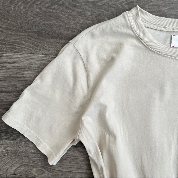 XIRENA Emme Tshirt Dress XS Cream Neutral Cotton Tie Waist Minimalist Resortwear - Picture 6 of 12